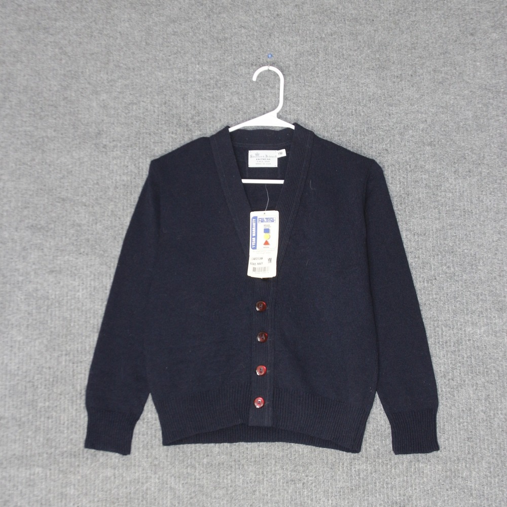 Vintage Shannon &‎ Johnson Cardigan Youth M Navy Blue NWT Pil-Trol USA Knitwear